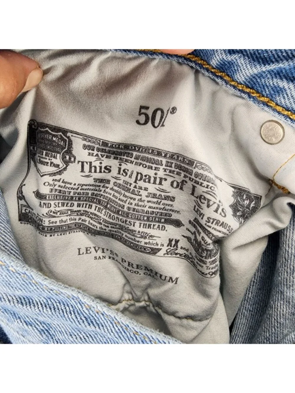 Levis Shorts Womens 34 Blue 501 Premium Big E Denim Button Fly Cutoff *Read*
